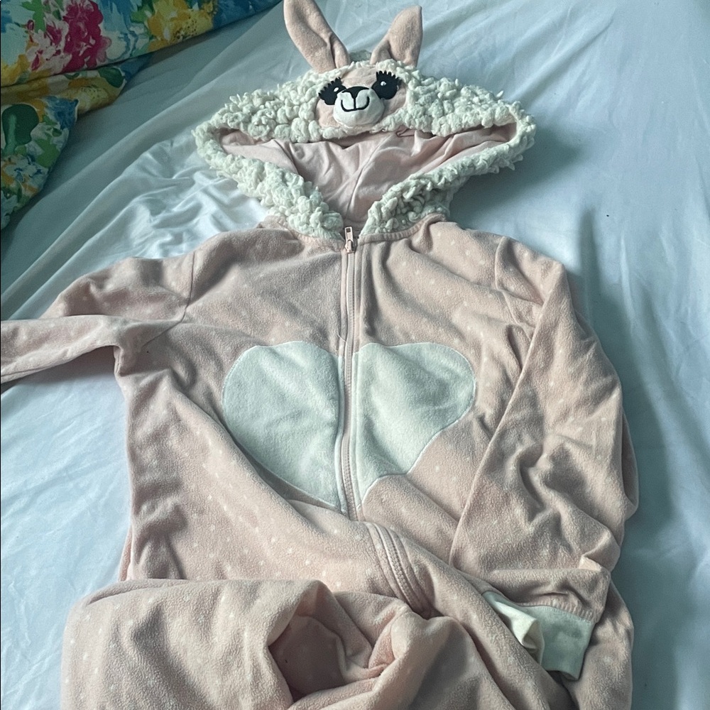 Xhilaration Pink Hooded Onesie with Heart Design